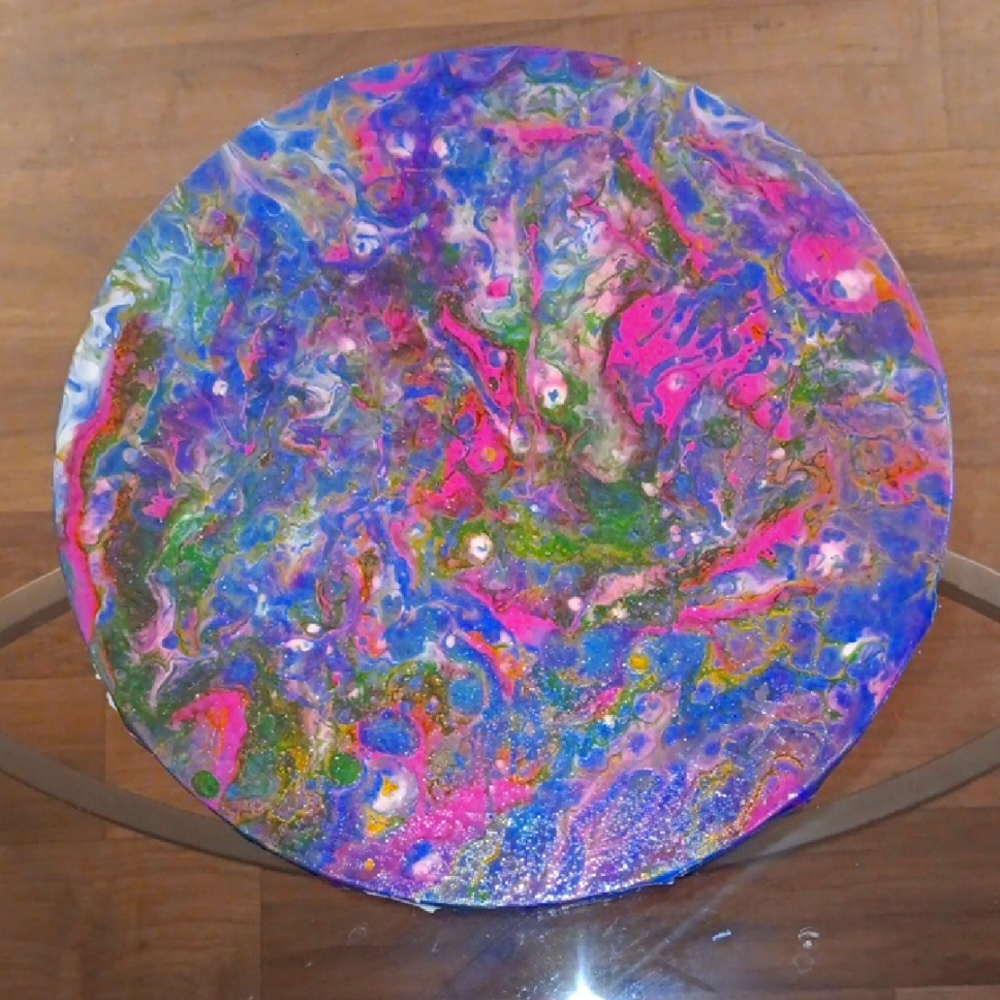 Abstract Multicolor Round Canvas Art